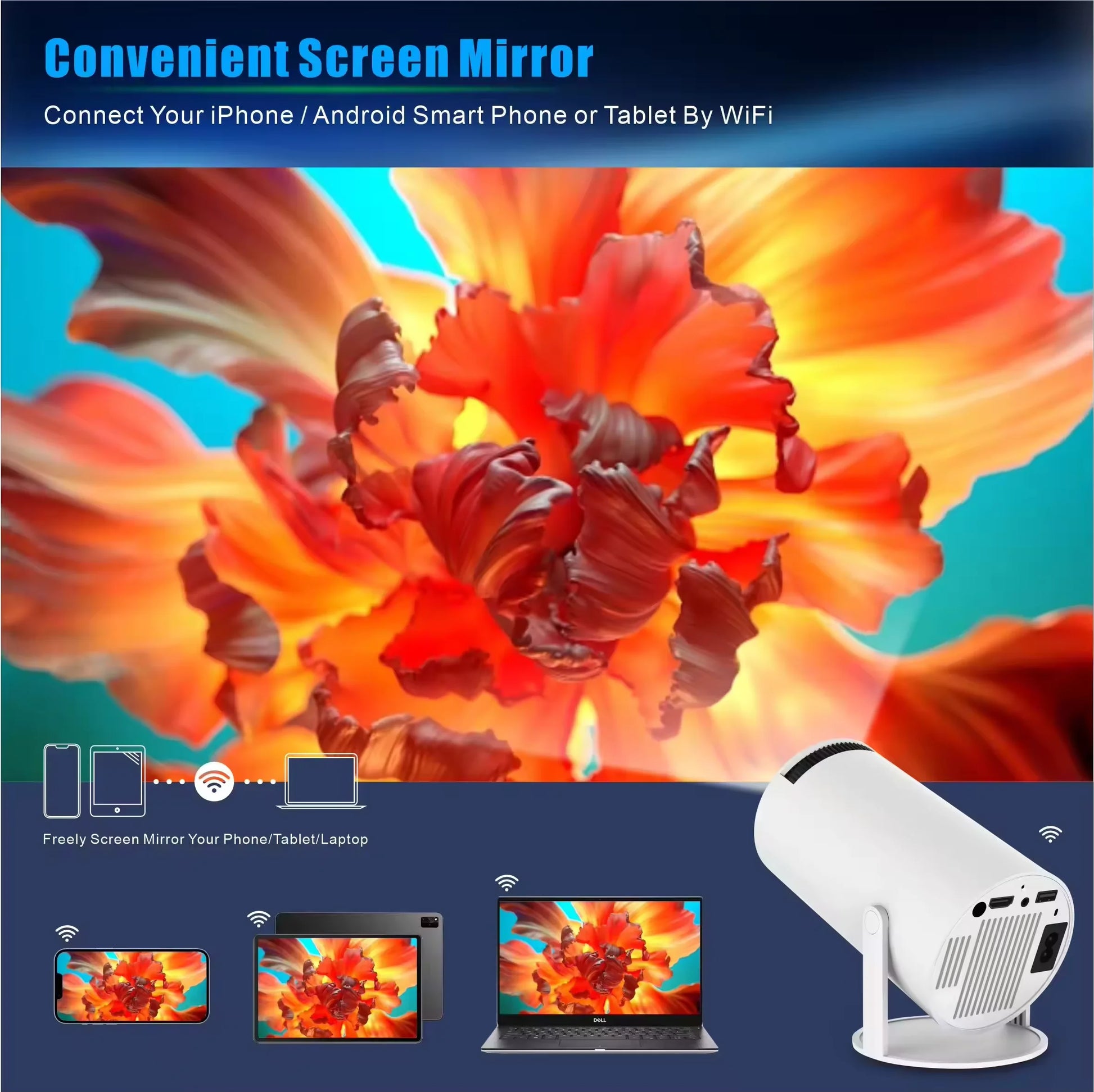 2024 NEW Mini Pocket HY300 Projector White Color 1080P Proyector Android Lcd Smart Projectors