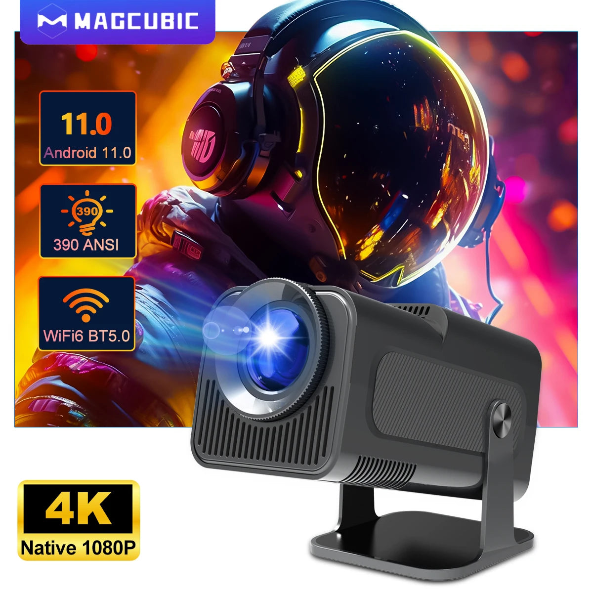 Transform Your Movie Nights with the 4K Android 11 Projector - Experience Stunning 1080P Clarity! 🎥✨