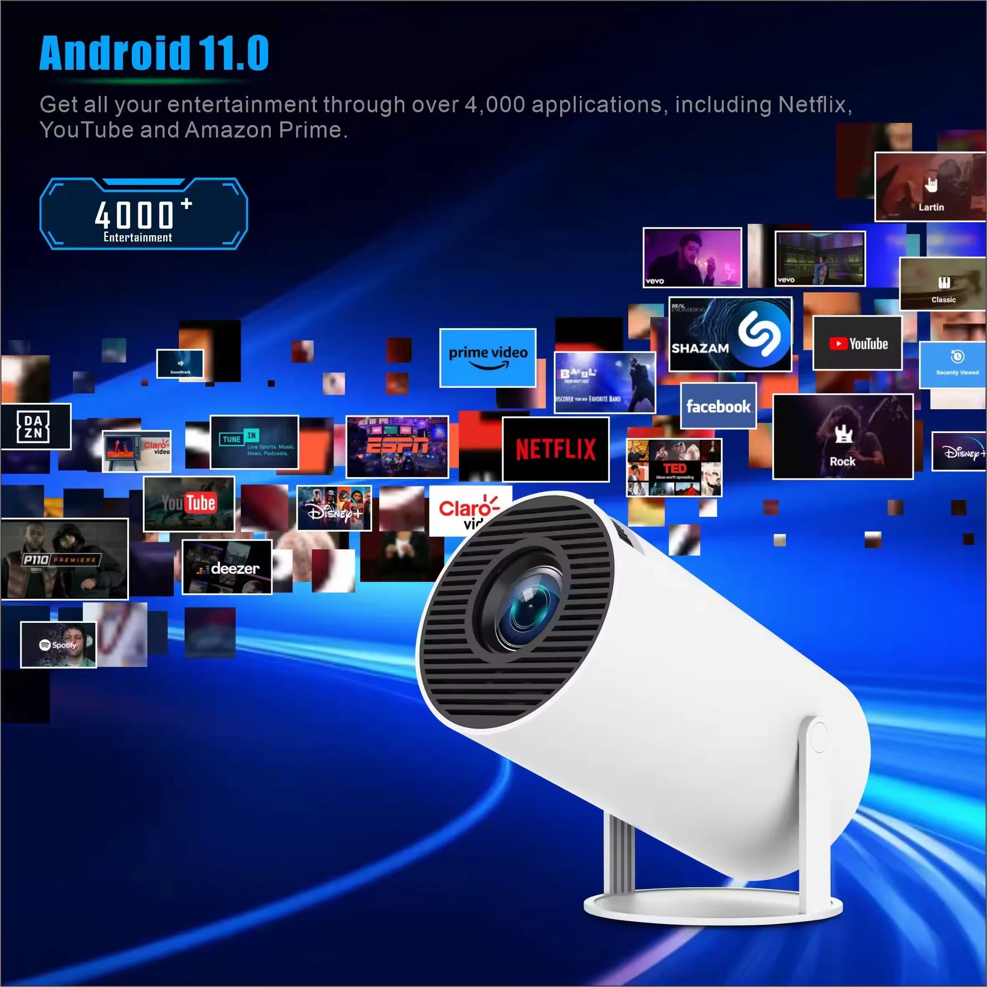 2024 NEW Mini Pocket HY300 Projector White Color 1080P Proyector Android Lcd Smart Projectors